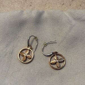 Fossil Chic Rose Gold and Silver Floral Earrings